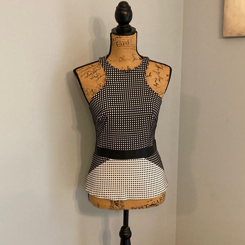 Bebe Checkered Sleeveless Racerback Top Women Size Small